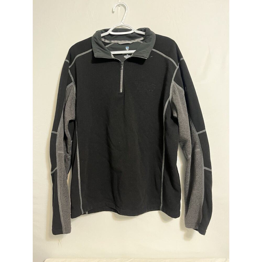 Kuhl Men's 1/4 Zip Fleece Polyester Blend Pullover Jacket Black • XL